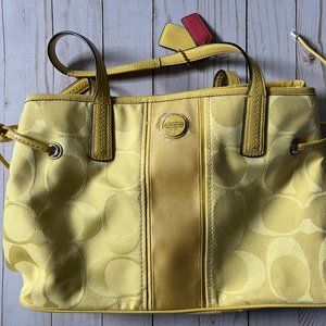 Coach Yellow Jacquard Satchel Purse No. A1321-F21949